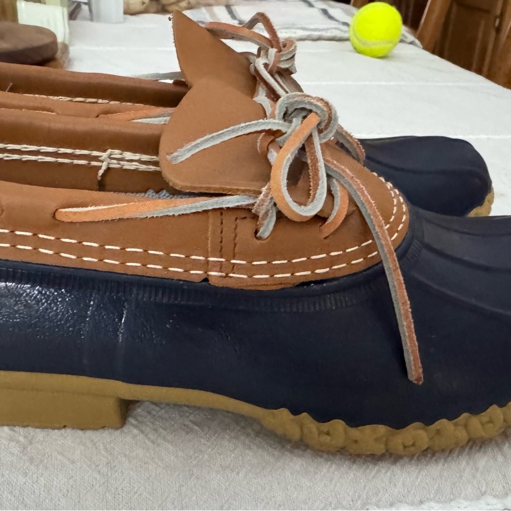LL Bean Brown and Navy Duck Boots